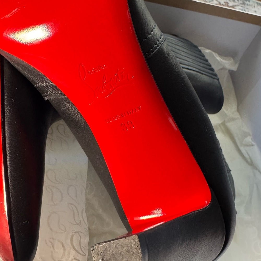 Christian Louboutin Black and Red Heeled Boots Santiag - Picture 6 of 8